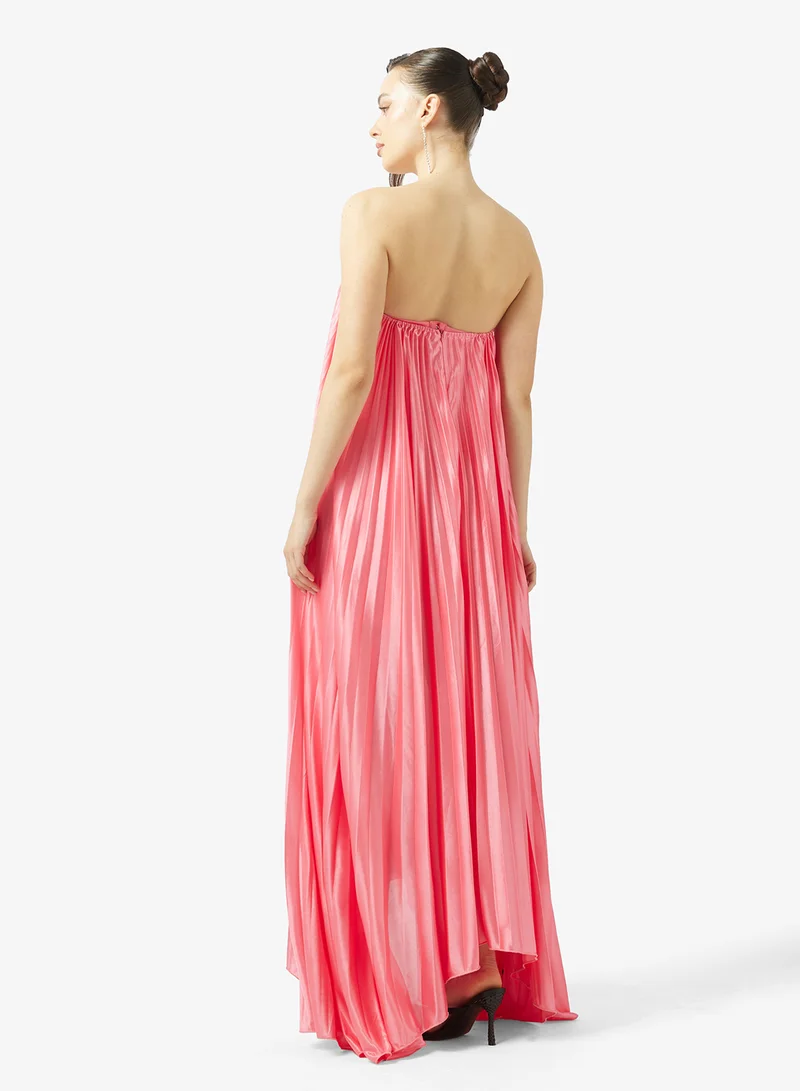 جينجر Bandeau Plisse Metallic Dress